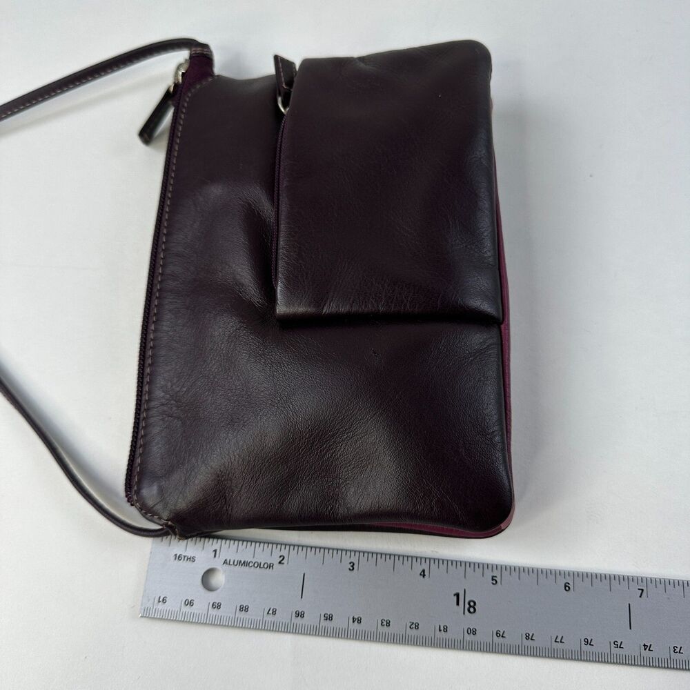 Mywalit Leather Crossbody Small Purse Multi Comp Travel Organizer Purple 8 x 5 - Picture 12 of 13